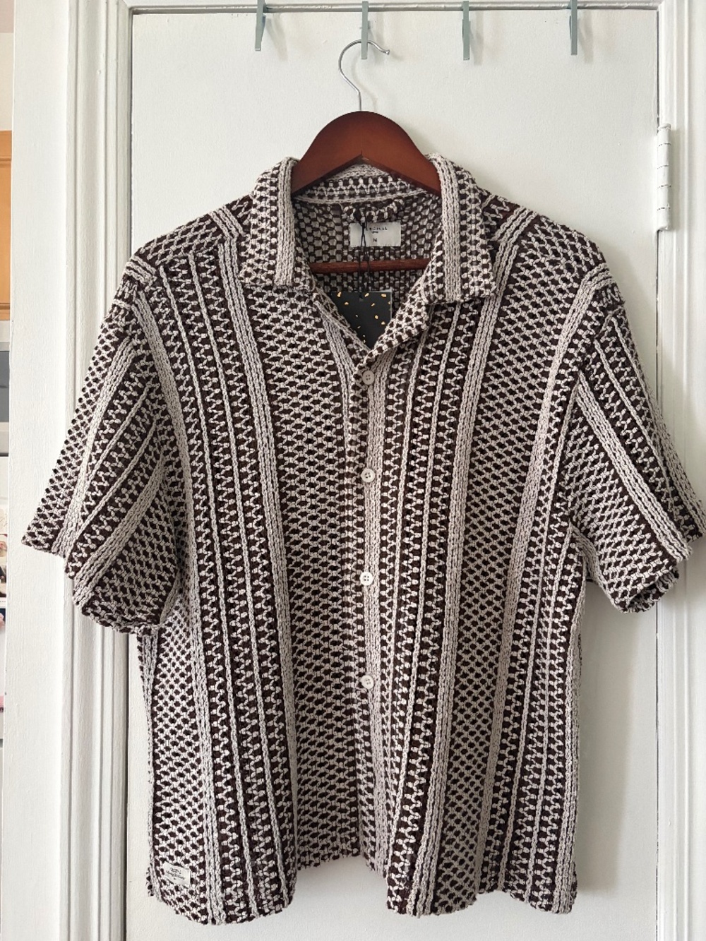 PERCIVAL crochet brown and white polo
